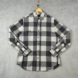 J. Crew Shirt Mens Medium Gray Heavyweight Buttondown Check Windowpane Canvas